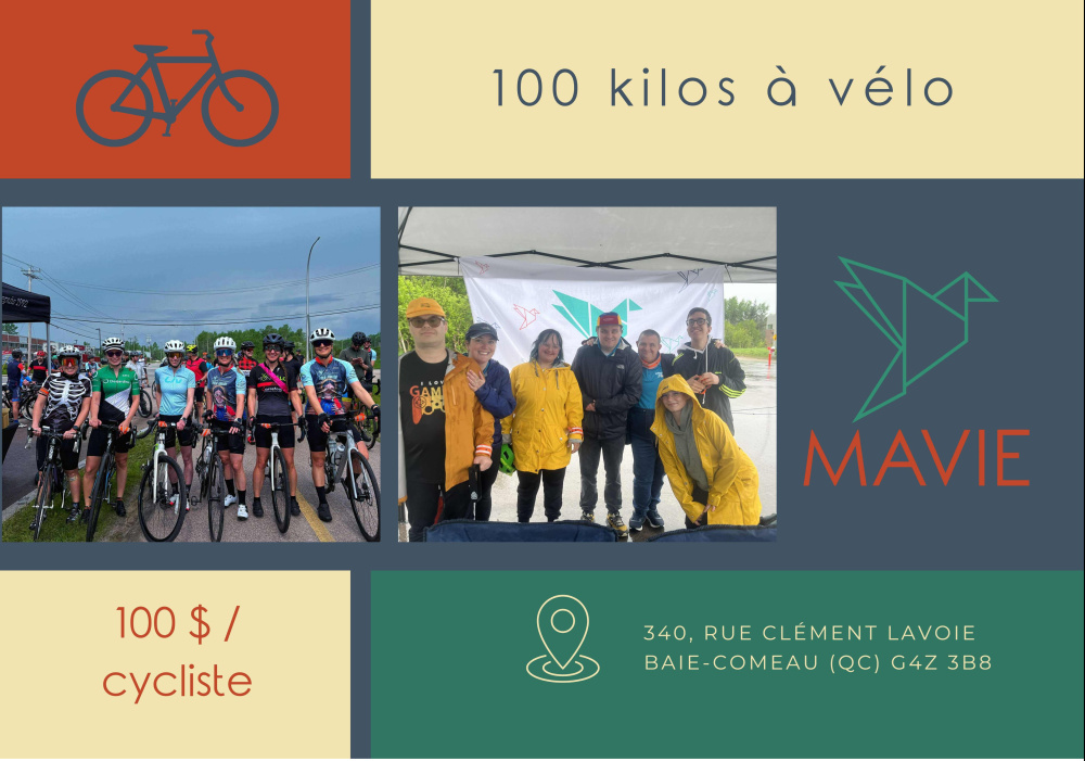 Le 100 kilos &agrave; v&eacute;lo pour MAVIE est de retour pour une 3e &eacute;dition! 